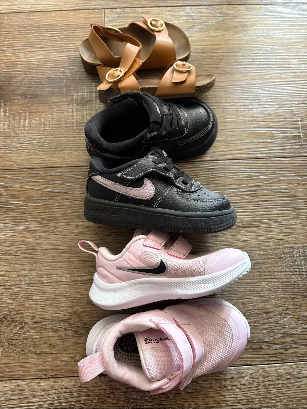 Nike Kids Black and Pink Sneakers — Dual-Color Velcro Trainers
